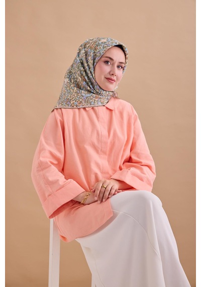 Silk Home Twill İpek Eşarp 11478-26 Sisli Yeşil, Bebe Mavi, Somon, Taş