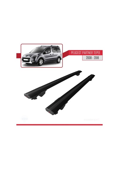 Peugeot Partner Tepe 2008-2018 Arası İle Uyumlu Hook Model Anahtar Kilitli Ara Atkı Tavan Barı Siyah