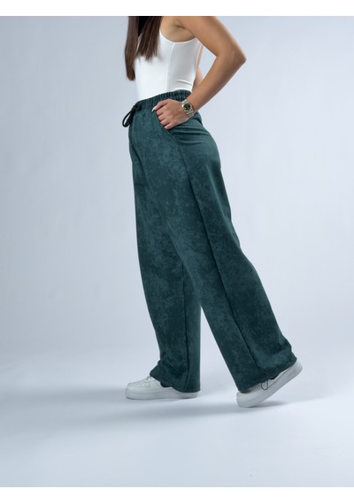 Cocopelli Paça Ayarlamalı Desenli Yeşil Kadın Baggy Pantolon Coc3347