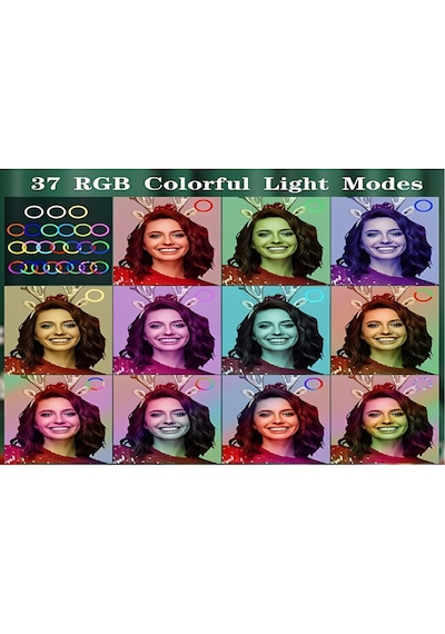 Smayling 10'' Rgb Ring Light Tripod 37 Renk Modu Led Işık Telefon Tutucu Bluetooth Kumandalı Profesyonel Çekim Işığı
