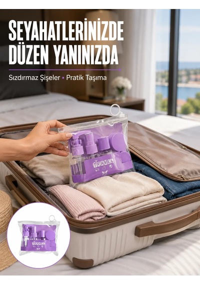 Northcity 5 Parça Seyahat Kişisel Bakım Seti Şişe Sprey Krem Kutulu Yeni Nesil Krem - Lacivert