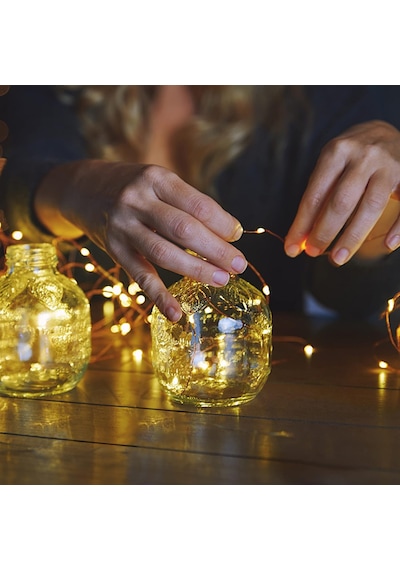 50 Led Pille Çalışan Bakır Tel İç Mekan Dış Mekan Yatak Odası Düğün Dekoru Parti Noel Ağacı Dek Standart