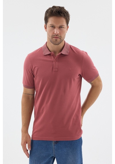 İmza Pembe Polo Yaka Pike Kısa Kol Slim Fit %100 Pamuk Tişört 1011260171 Gülkurusu