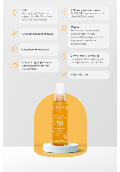 Yüksek Korumalı Güneş Koruyucu Yağ Organik Kayısı Yağı İçeren Spf 50 + 150 Ml