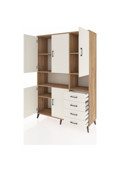 Hyperion Dolap 7 Raflı 4 Çekmeceli 5 Kapaklı 132x44x195 Çam-a... Çam