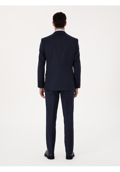 Cacharel Lacivert Slim Fit Yün Karışımlı Mikro Desenli Klasik Pantolon Cacharel Lacivert Slim Fit Yün Karışımlı Mikro Desenli Klasik Pantolon