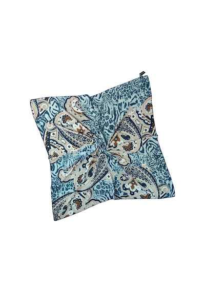 Mim Eşarp Emilya Fres Krep Leopar Desenli Eşarp 90x90 Cm Lacivert - Krem