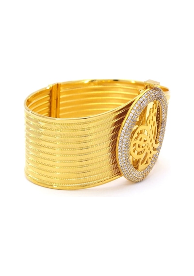 Ferizz 316l Çelik Zirkon Taşlı Spor Kelepçe Blz-286 Gold