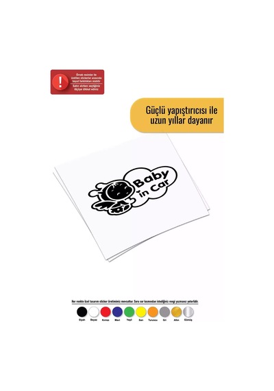 Baby İn Car Melek - Araç, Oto, Laptop, Duvar Uyumlu Sticker 10 6 Cm