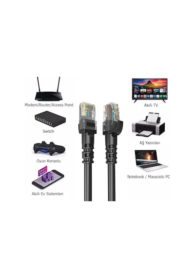 30 Metre Cat6 Network-ağ-ethernet Kablosu Siyah Standart