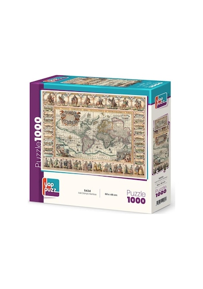 Mavi Mucize Ve Eski Dünya Haritası İkili Set - 2 X 1000 Parça Manzara İkili Puzzle Seti