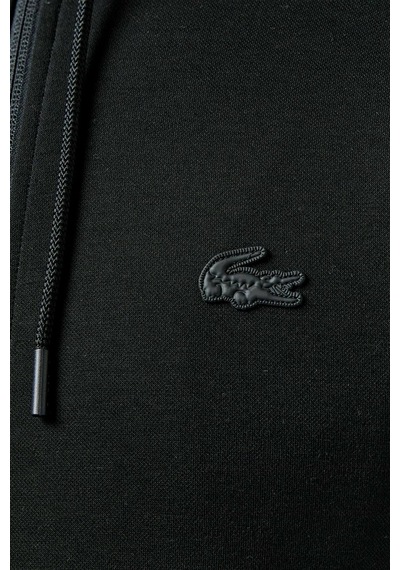 Lacoste Mens Full Zip Slim Fit Hoodie Erkek Slim Fit Kapüşonlu Sweatshirt Siyah Siyah - Gri