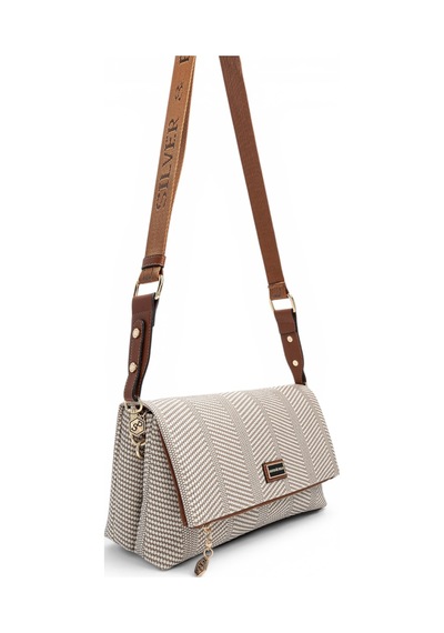 Silver & Polo Silver Polo Bej - Taba Hasır Kadın Çapraz Çanta Sp1278
