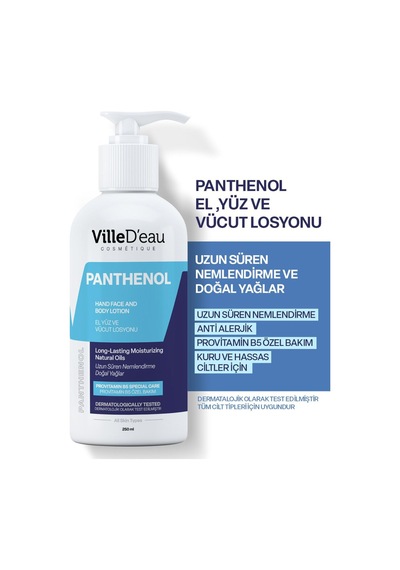 Ville D'eau Hassas ve Kuru Ciltler İçin Nemlendirici El Yüz ve Vücut Losyonu 250 ML