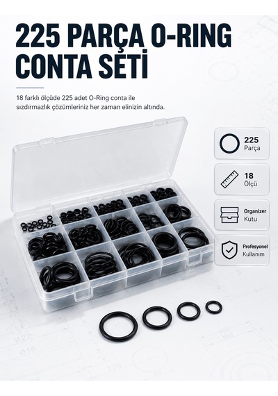 225 Pcs O-ring Conta Seti Profesyonel Tamir, Bakım Ve Sızdırmazlı