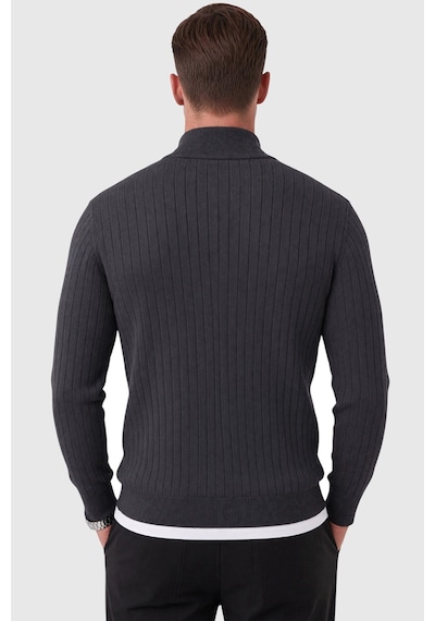 Deepsea Erkek Slim Fit Tüylenmeyen Füme Çizgi Dokulu Triko Kazak Fermuarlı Dik Yaka Esnek 2708504 Deepsea Erkek Slim Fit Tüylenmeyen Füme Çizgi Dokulu Triko Kazak Fermuarlı Dik Yaka Esnek 2708504