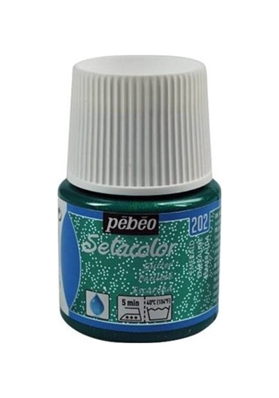 Setacolor Glitter Transparan Kumaş Boyası 45 Ml Şişe 202 Emerald Karışık, Çok Renkli
