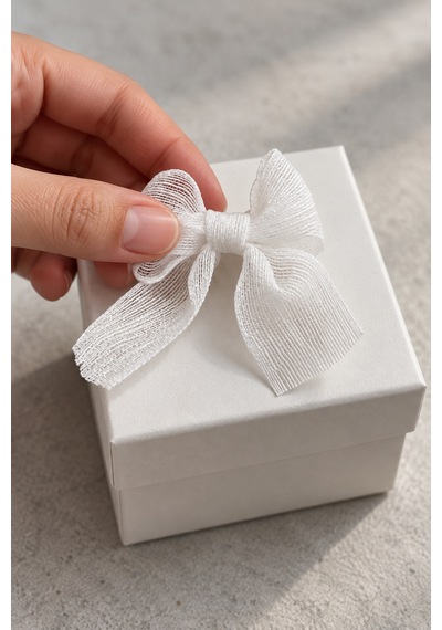 Beyaz Keten Fiyonk Kurdele, 5 Cm - 25'li Paket, Dekoratif Hediye Standart