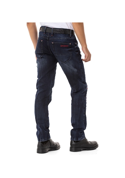 Cd694 Yırtık Detaylara Sahip Yazı İşlemeli Erkek Jean Pantolon Blue