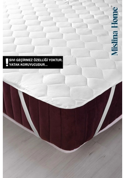 Mislina Home Kapitone Eko Ped 4 Köşe Lastik Tek - Çift Kişilik Bebek Yatak Koruyucu Beyaz