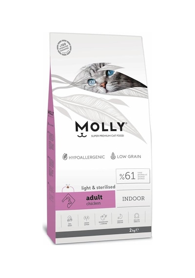 Molly Light Sterilised Tavuklu Kısırlaştırılmış Yetişkin Kedi Maması 2 KG