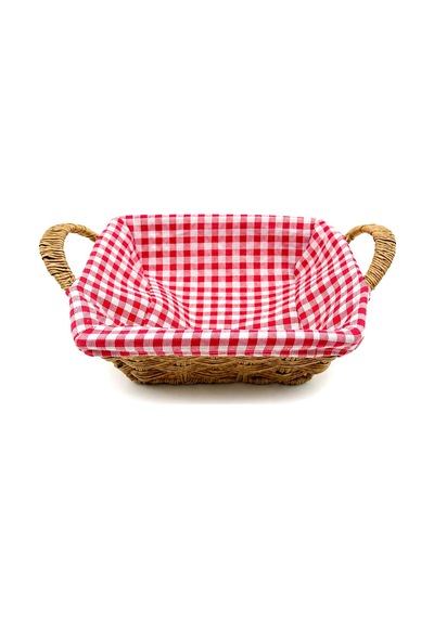 İbico Ekmek Sepeti Kare Renkli Bezli Ahşap Hasır 23cm 36cm