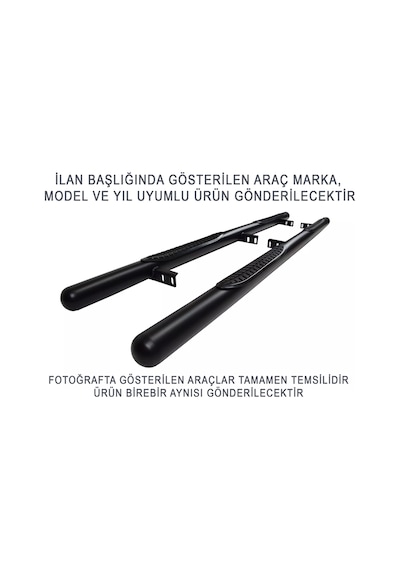 Rexton 2005-2014 Uyumlu Krom Ø70 Yan Basamak Tubular C Modeli Siyah
