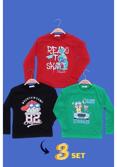 Fyk Kids 3'lü Erkek Çocuk Sweatshirt Çok Renkli
