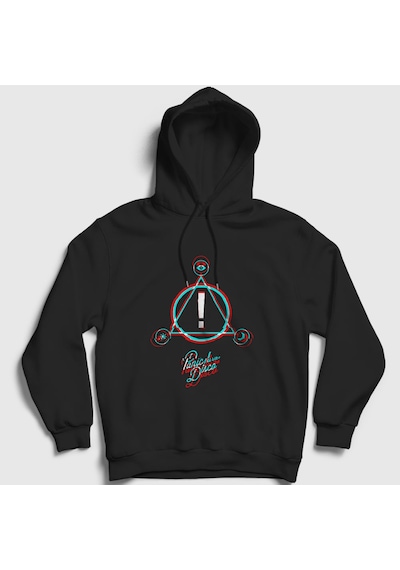 Presmono Unisex Neon Logo Panic At The Disco Kapüşonlu Sweatshirt Siyah
