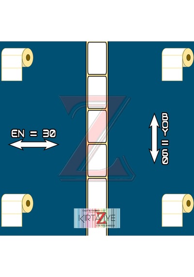 30x60 Mm. Kuşe Etiket, 10bin Adet 1. Kalite 10 Rulo Kırtaziye Farkıyla Diğer