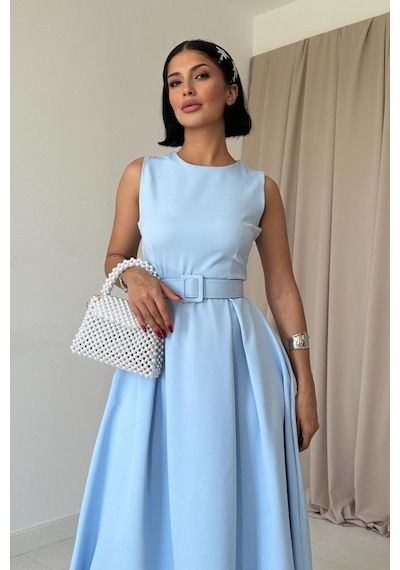 Bebe Mavi Halter Yaka Kloş Elbise Çok renkli