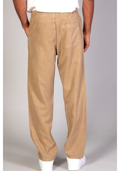 Little Cup Jeans Co Erkek Beli Lastikli Battal Beden Tensel Kumaş Camel Baggy Pantolon