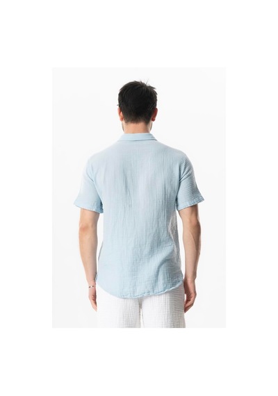 Kısa Kol Polo Yaka Müslin Yazlık Tshirt Buz Mavi Bmv Buz Mavi