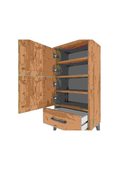 Arges Komodin 4 Raflı Tek Çekmeceli 2 Kapaklı 44x30x96 Çam-çam Çam