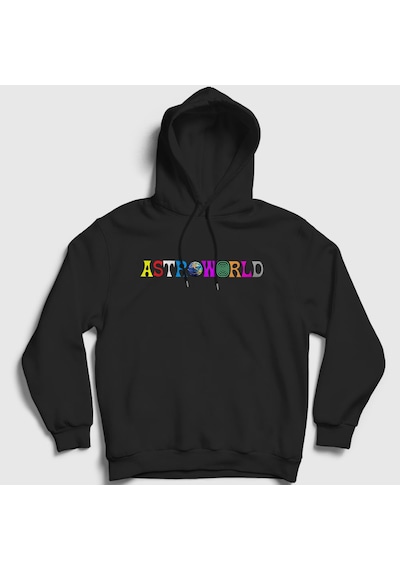 Presmono Unisex Astroworld Travis Scott Kapüşonlu Sweatshirt Siyah