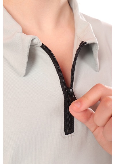 Toontoy Kız Çocuk Baskılı Regular Fit Gömlek Yaka Fermuarlı Kısa Kollu Elbise - Yırtmaç Detaylı & Gri Toontoy Kız Çocuk Baskılı Regular Fit Gömlek Yaka Fermuarlı Kısa Kollu Elbise - Yırtmaç Detaylı & Gri