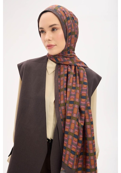 Silk Home Urban Hours Blok Desen Koyu Antrasit Mayda Şal 190x70 Çok Renkli