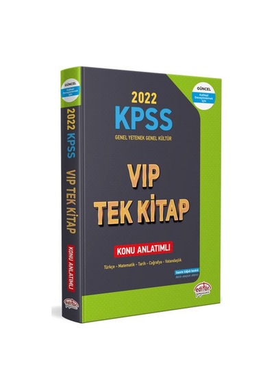 2022 KPSS Genel Yetenek - Genel Kültür VIP Tek Kitap Konu Anlatımlı- Editör