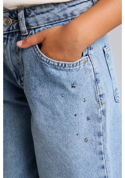 Defacto %100 Pamuk Pens Detaylı Cepli Baggy Fit Jean Pantolon Kız Çocuk H8895a826aunm28 Mavi-nm28