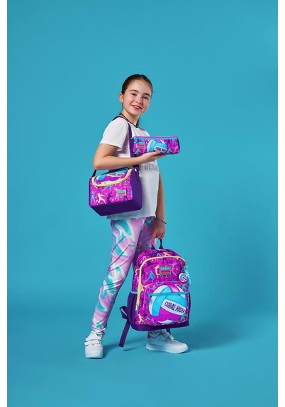 Coral High Kids Pembe Mor Voleybol Desenli 3 Lü Okul Çanta Seti Set0123761 Çok Renkli