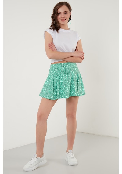 Lela Desenli Beli Lastikli Slim Fit Mini 2'Li Paket Bayan Şort Etek 5864024S2 Benetton-Zebra