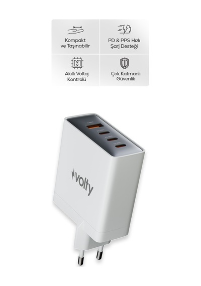 Hızlı Şarj Adaptörü 100w Gan + Type-c Kablo 100w Pd 4 Port, İphone & Samsung Uyumlu V0102014