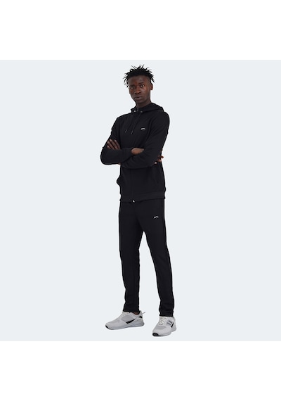 Slazenger RICH Erkek Fermuarlı Kapüşonlu Cepli Siyah Eşofman Takımı