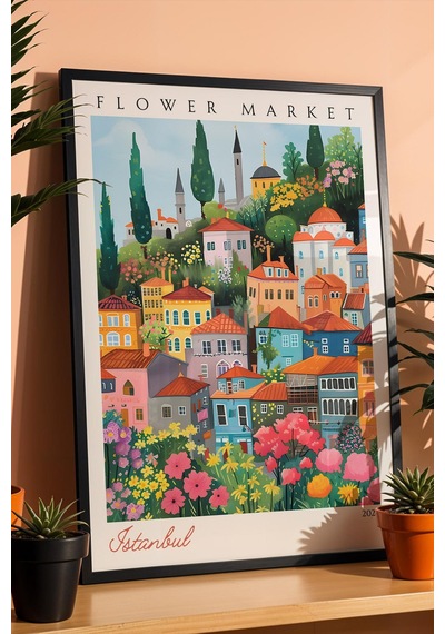 İstanbul Türkiye Çerçeveli Tablo Seyahat Severlere Salon Ve Ofis İçin Estetik Duvar Dekoru Travel Flower Market