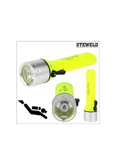 Steweld 965 Sualtı Led El Feneri Dalgıç Feneri Gri - Sarı