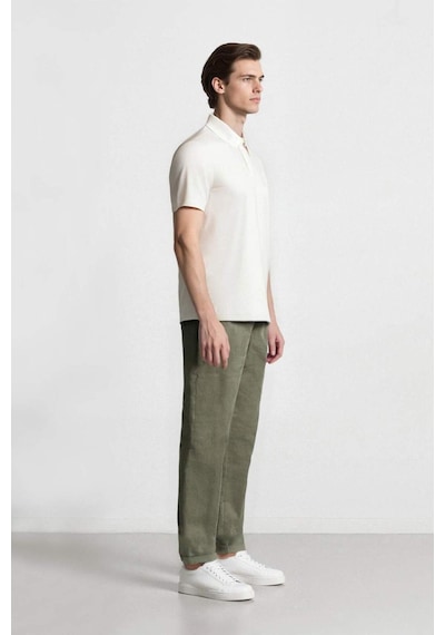 Defacto %100 Keten Normal Kesim Crop Duble Paça Yazlık Kumaş Pantolon C1826ax25smkh433 Haki