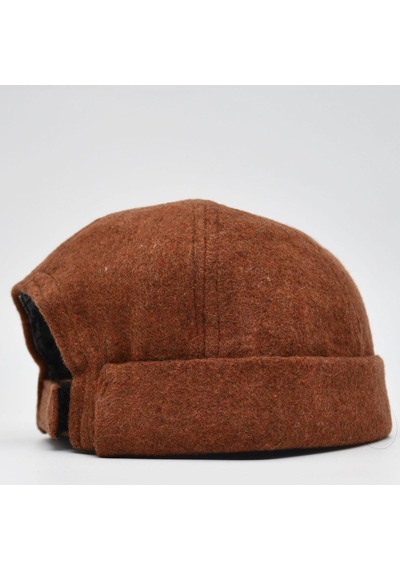 Şapkadan Etnik Desen Kısa Docker Şapka Vintage Cap Kasket Kahverengi