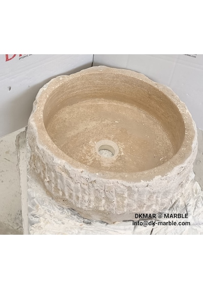 DkMar Traverten Kütük Lavabo