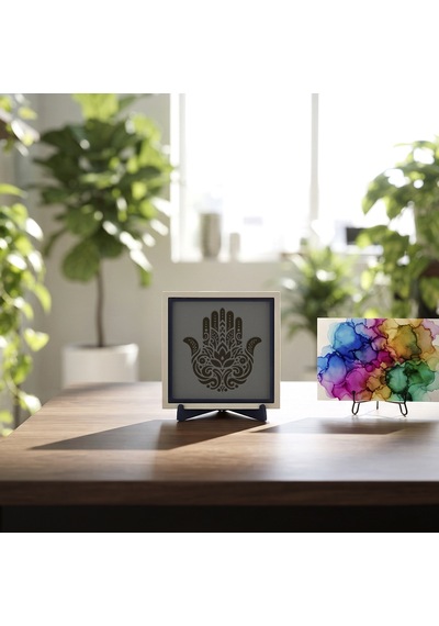 Minimalist Hamsa Motifli Modern Dekoratif Obje, Yaşam Alanınıza Vizyon Katan Estetik Hatıra 10x10 Cm