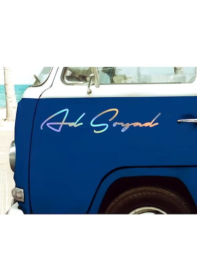 Kişiye Özel Ad Soyad İmza Sticker - Araba Oto Motosiklet Karavan Araç Sticker - 00028 12 Cm